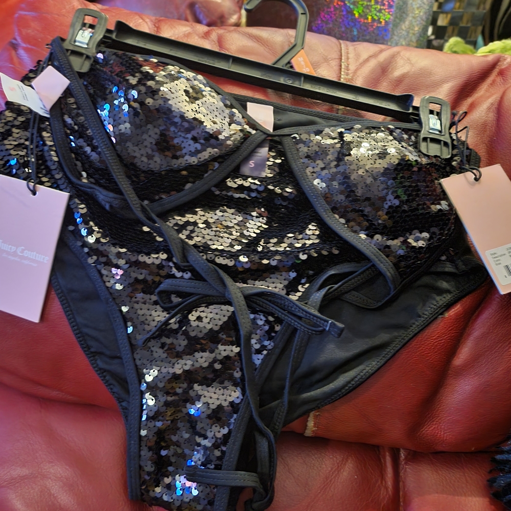 Juicy Couture Black Sequin Bikini Set